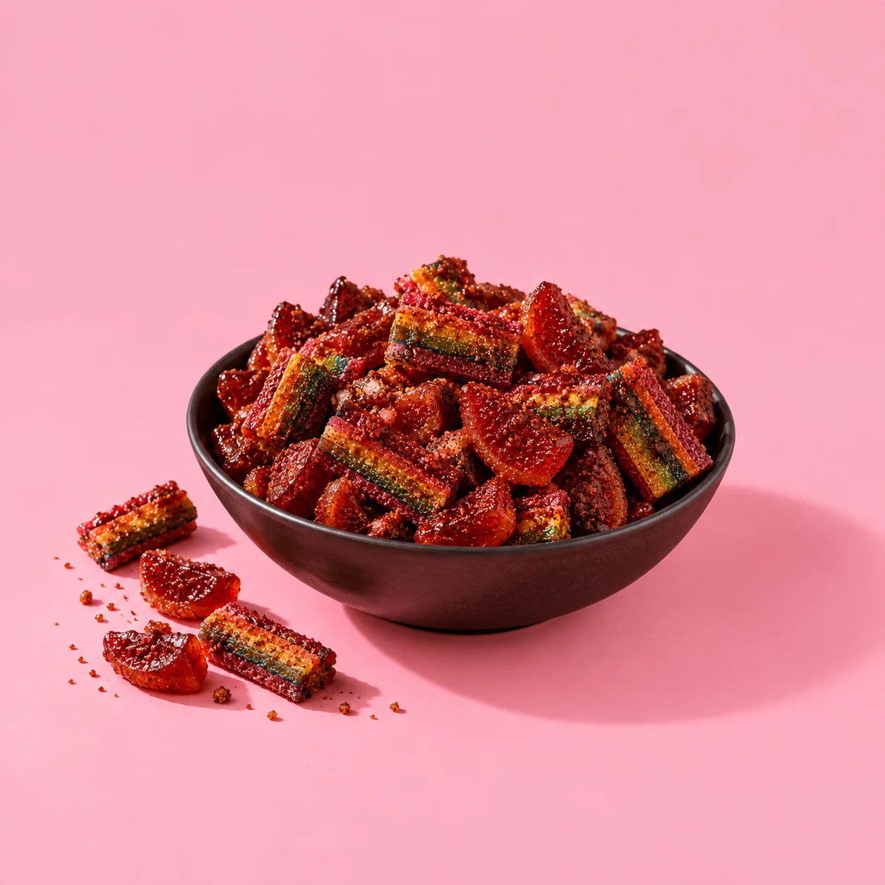 Bowl de dulces enrobados de chamoy y chile